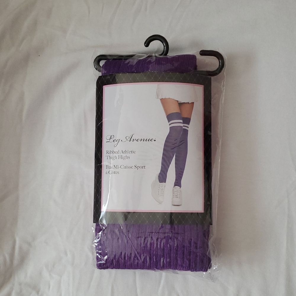 *NIP* *NWOT* /Leg Avenue Purple Ribbed Athletic Thigh Highs
